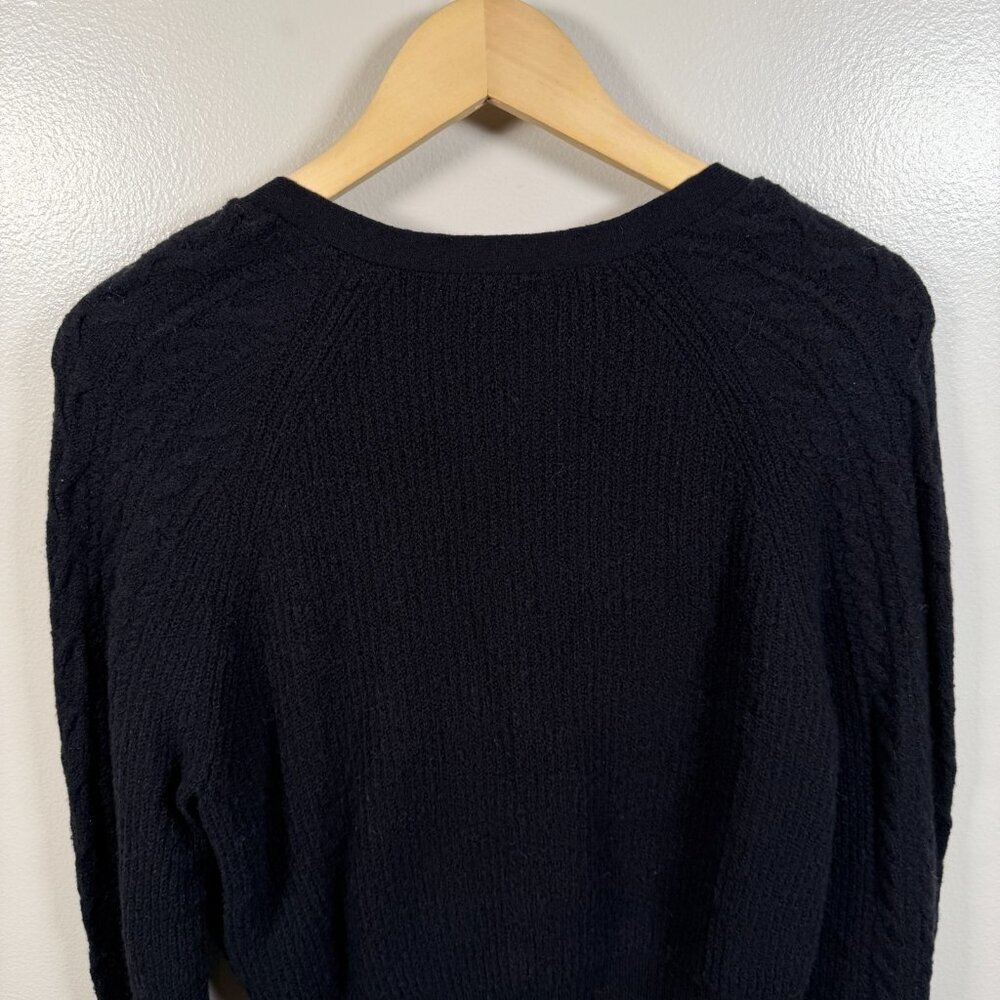 J.Crew Supersoft Cropped Cardigan Sweater Size Small Black Cable Knit Preppy - Picture 7 of 10